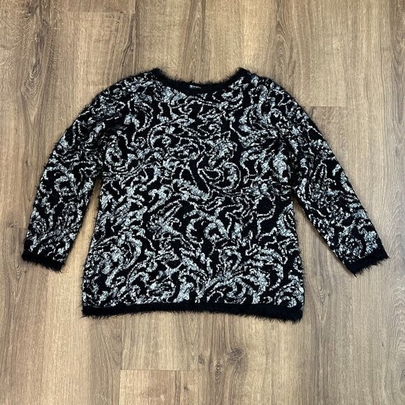 NEW Chicos Eyelash-Trim Jacquard Pullover Sweater Sz 1 (8) - Picture 7 of 16